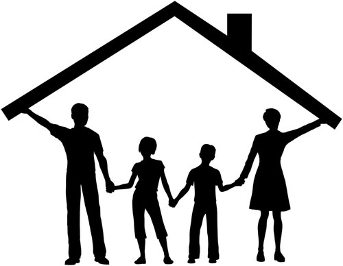 Family in a home icon